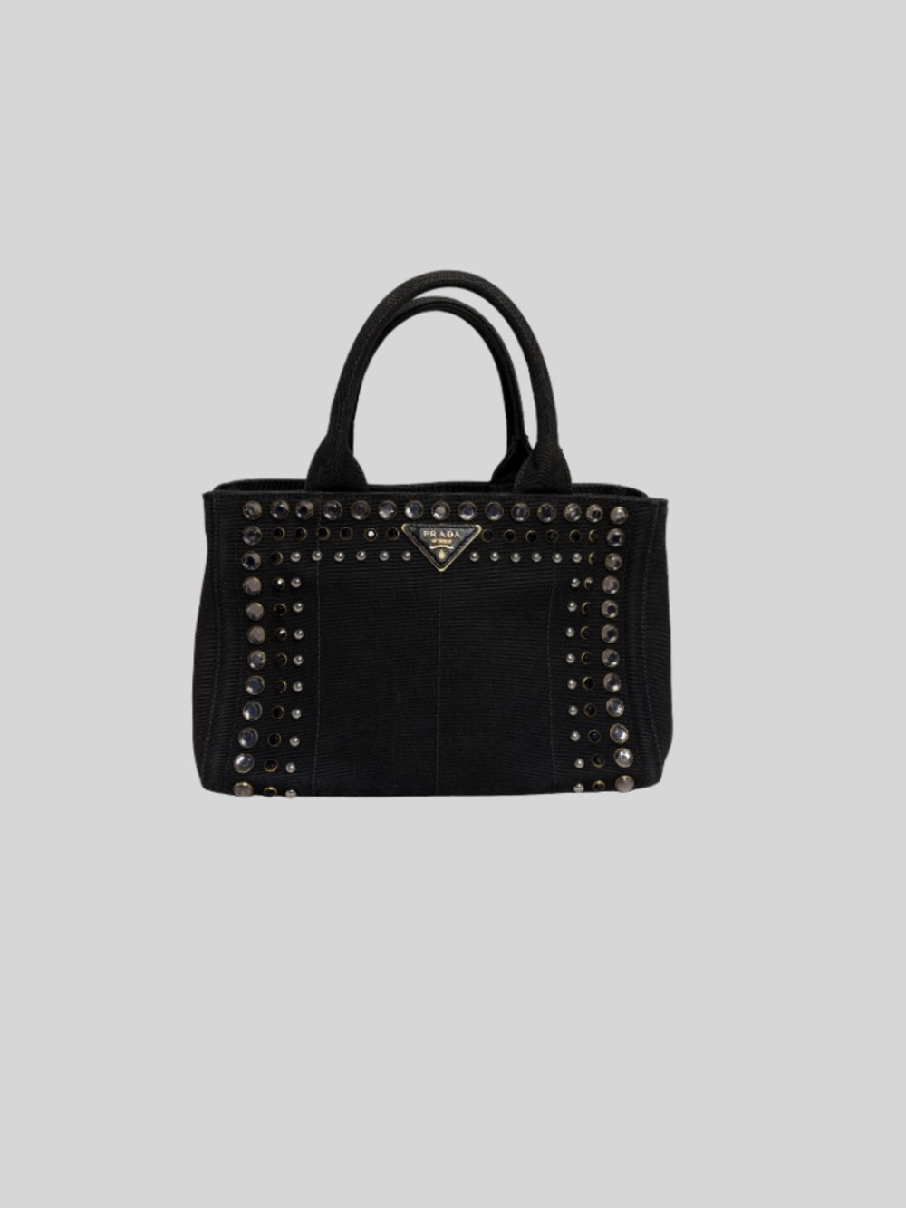 Prada Canapa Bejeweled Studded Tote Bag